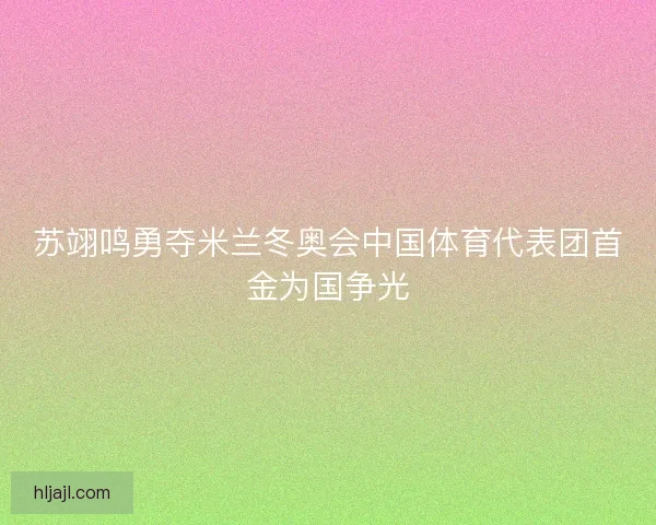 苏翊鸣勇夺米兰冬奥会中国体育代表团首金为国争光